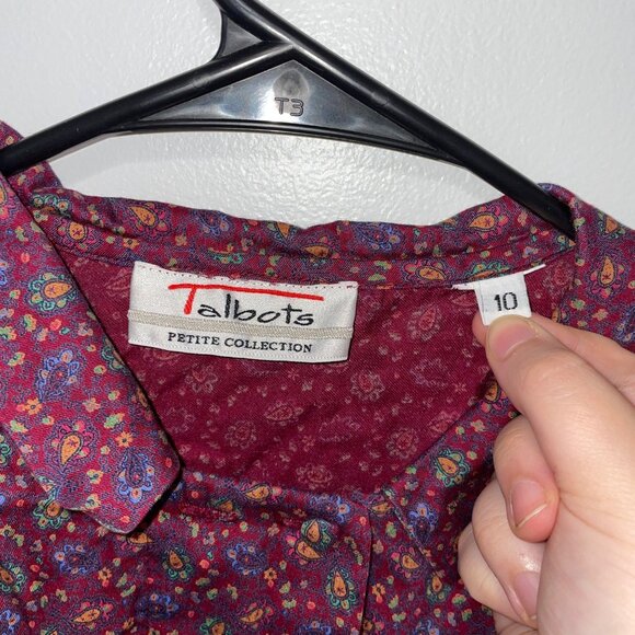 Talbots Petite Collection Women's Paisley Button-Up Blouse Size 10 - Picture 6 of 7
